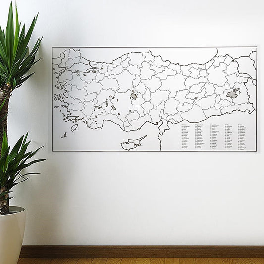 Yazılabilir Türkiye Haritası Manyetik Duvar Stickerı 110 x 56 cm (4887)