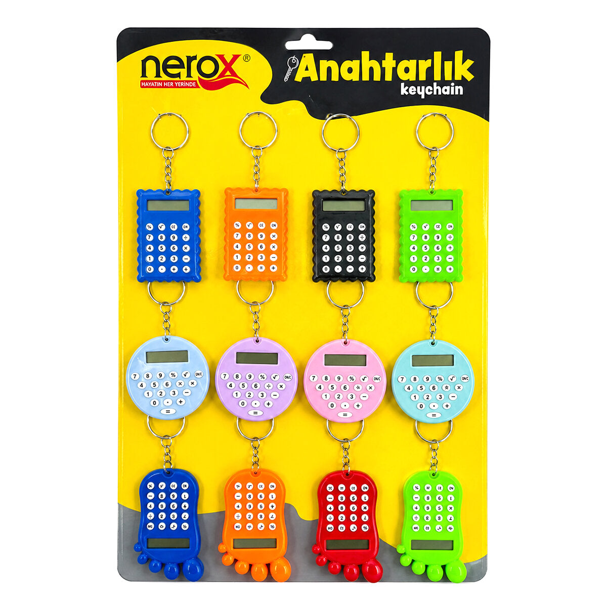 12 ADET HESAP MAK. ANAHTARLIK RENKLİ PLASTİK NRX-4089 (4887)