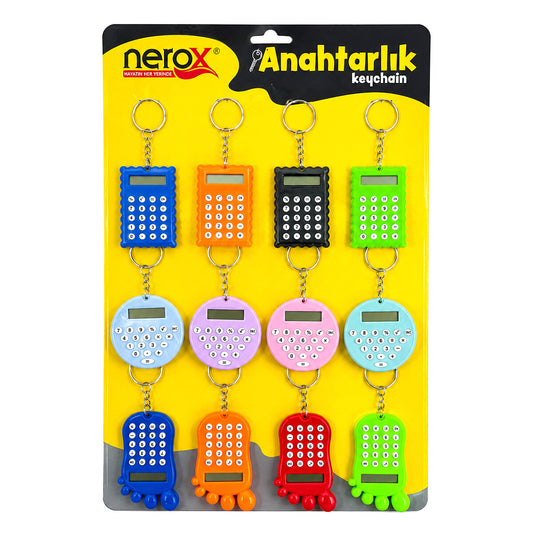 12 ADET HESAP MAK. ANAHTARLIK RENKLİ PLASTİK NRX-4089 (4887)