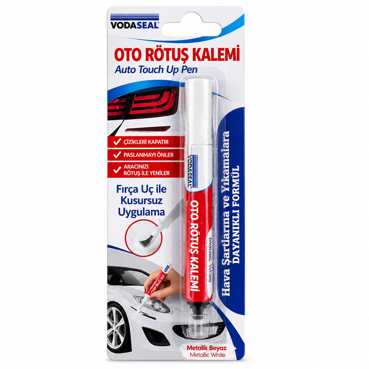 12 ADET METALİK BEYAZ OTO RÖTUŞ KALEM FIRÇA UÇ 5ML (4887)