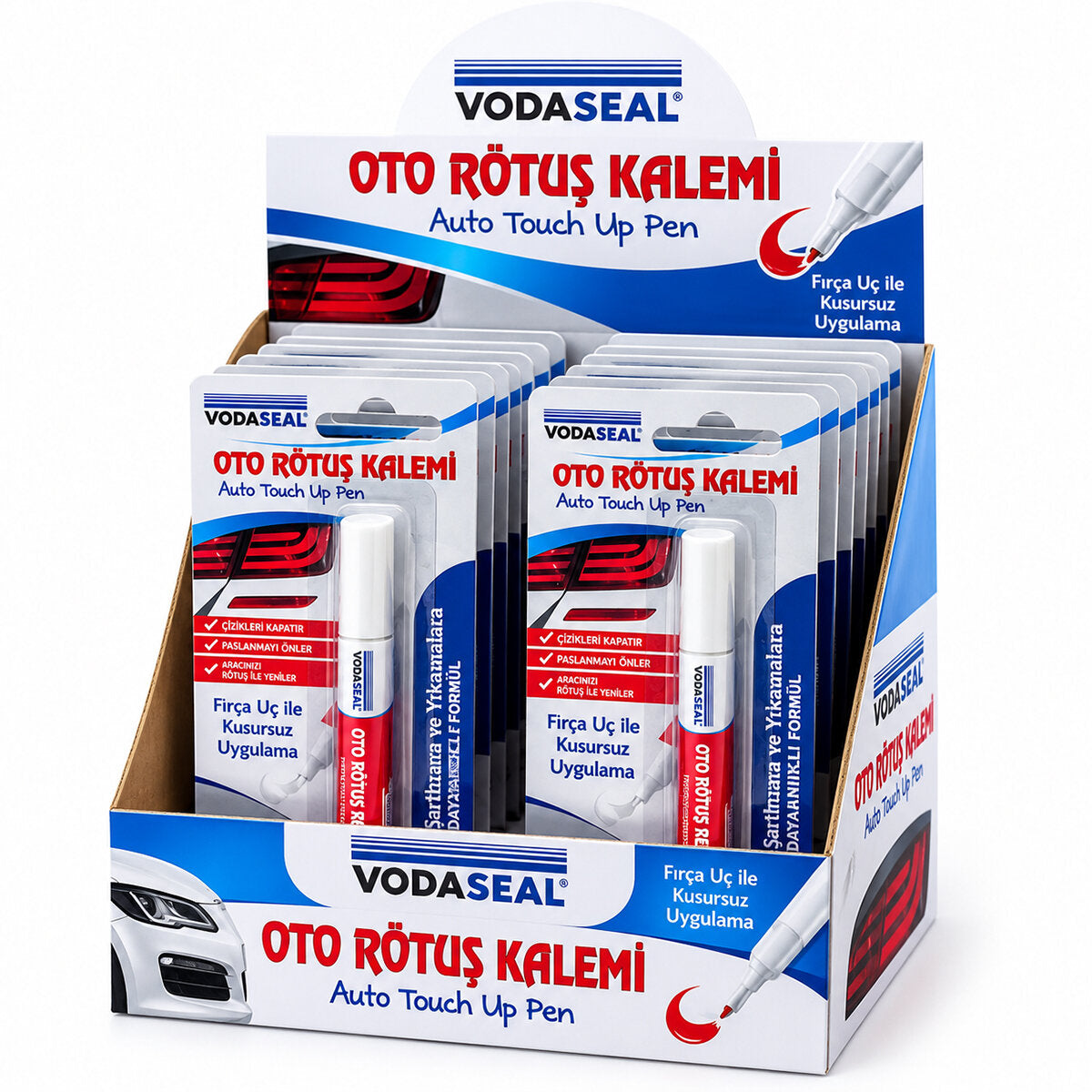 12 ADET METALİK BEYAZ OTO RÖTUŞ KALEM FIRÇA UÇ 5ML (4887)