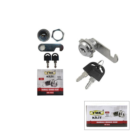 12 ADET OVAL - MANDALLI DOLAP - ÇEKMECE KİLİT 20MM (4887)