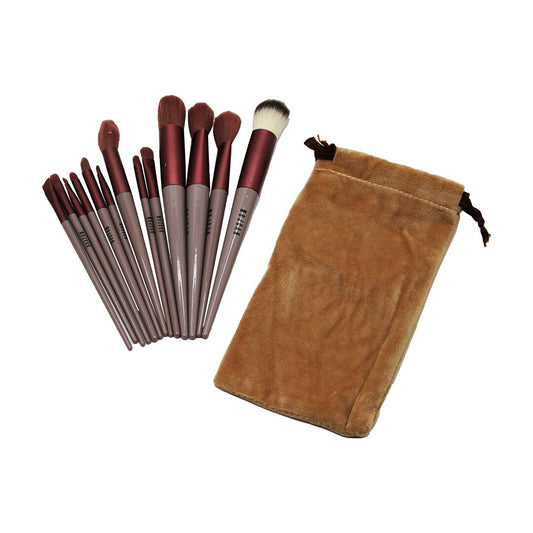 13PCS EFLATUN KADİFE TORBALI MAKYAJ FIRÇA SET (4887)