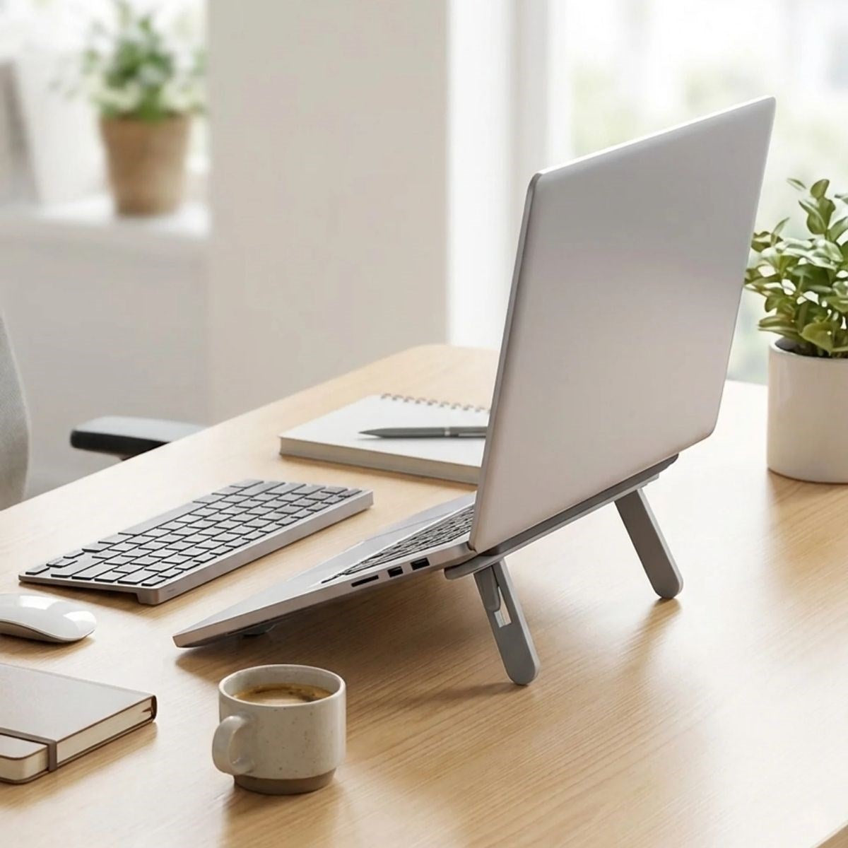 2 Kademeli Katlanabilir Laptop Standı – Kendiliğinden Güçlü Yapışkanlı, Ergonomik Tablet Yükseltici (4887)