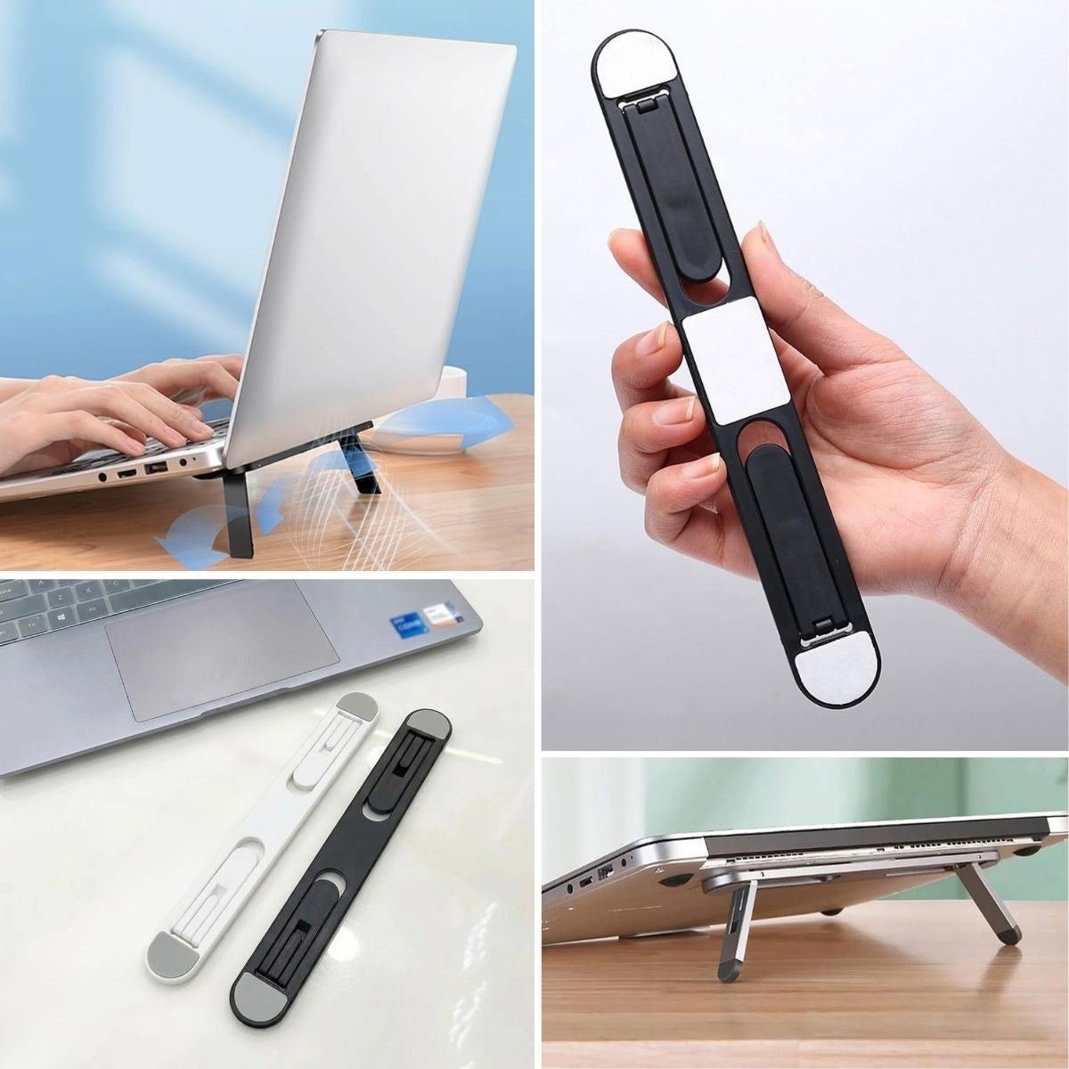 2 Kademeli Katlanabilir Laptop Standı – Kendiliğinden Güçlü Yapışkanlı, Ergonomik Tablet Yükseltici (4887)