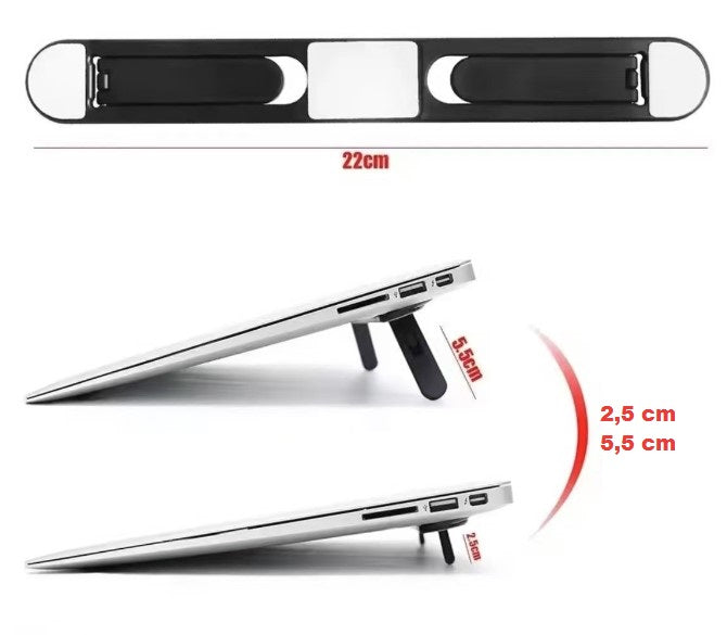 2 Kademeli Katlanabilir ve Yapışkanlı Laptop Standı Siyah (4887)