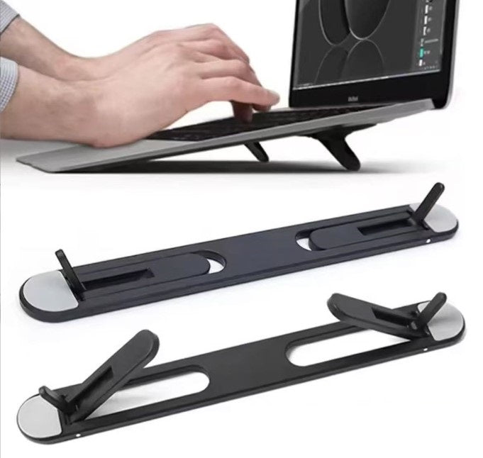 2 Kademeli Katlanabilir ve Yapışkanlı Laptop Standı Siyah (4887)