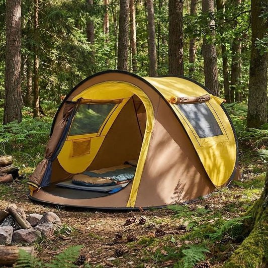 2 Kişilik Vagon Tipi Yarı Otomatik Kamp Çadırı – Çift Kapılı, Çift Pencereli, Hafif Taşınabilir Outdoor Doğa Çadırı 220x120x90 cm (4887)