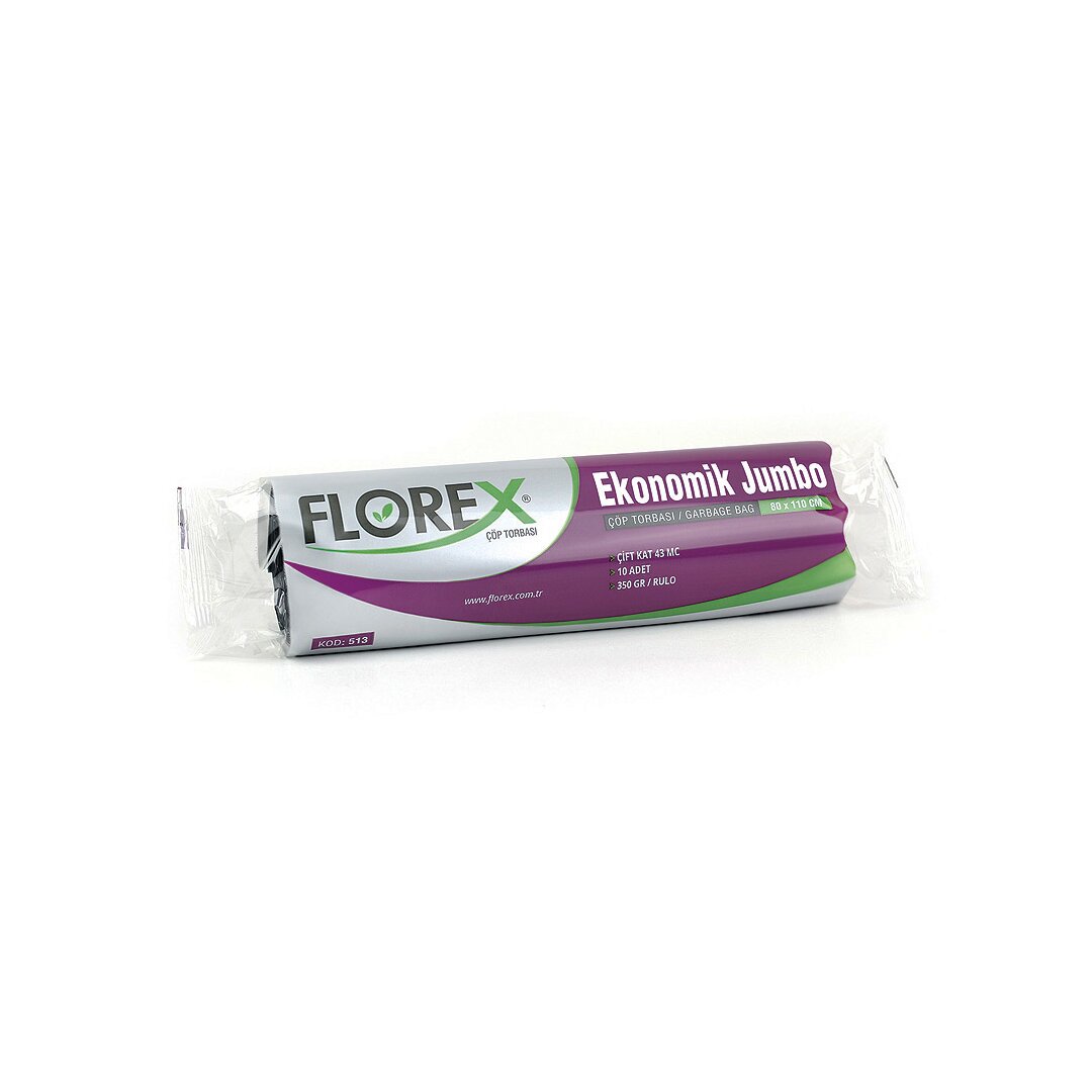 200 ADET FLOREX-513 EKO JUMBO 80X110CM ÇÖP TORBASI 20x10=200 (4887)