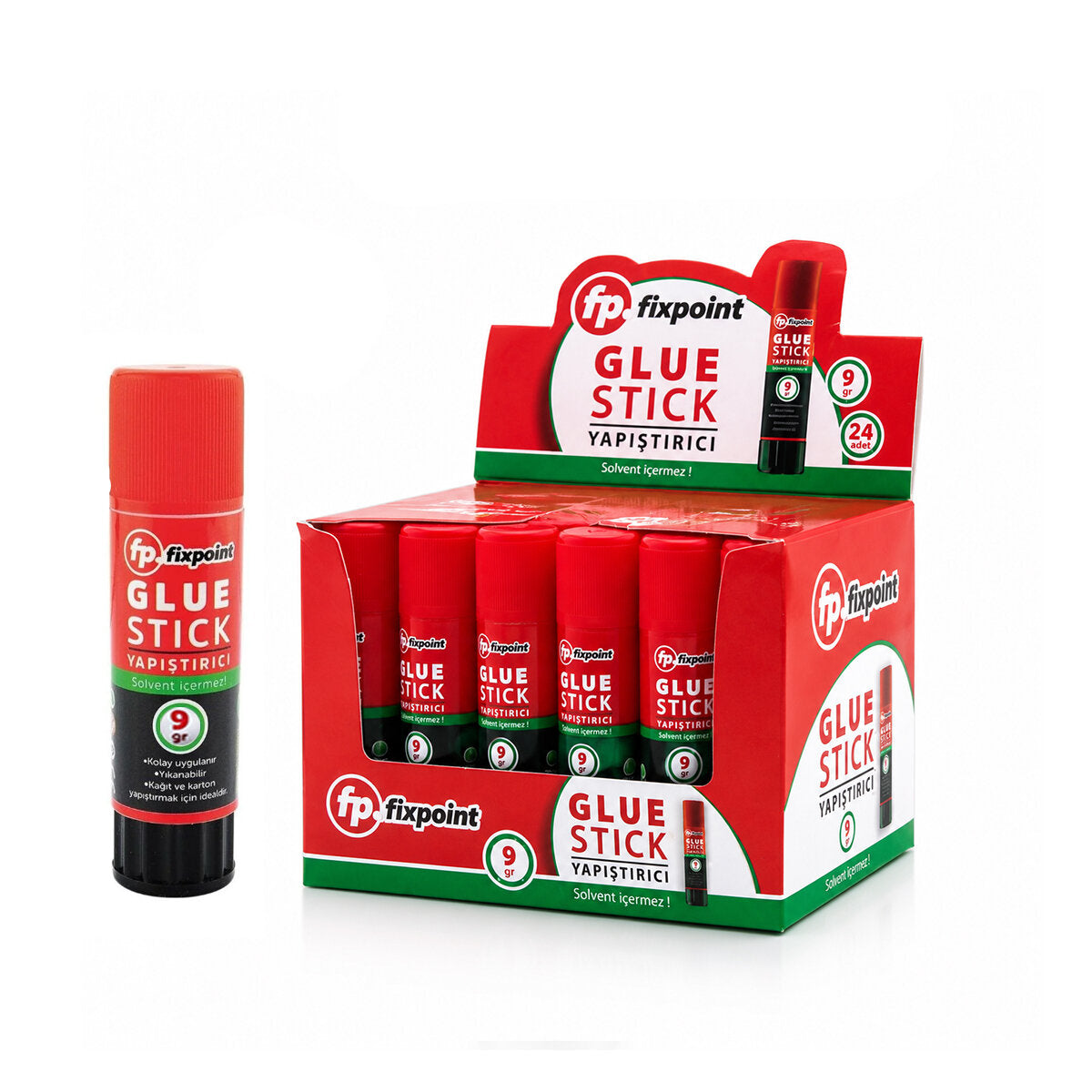 24 ADET 9GR STICK YAPIŞTIRICI SOLVENT İÇERMEZ YIKANABİLİR KOLAY UYGULAMA KAĞIT - KARTON YAPIŞTIRICI STİCK (4887)