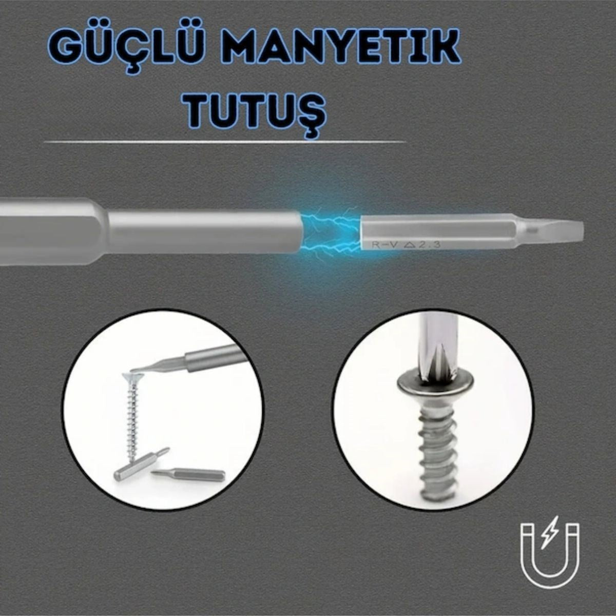 25 Parça 24 farklı uçlu Mıknatıslı 25 in 1  Tornavida Seti (4887)