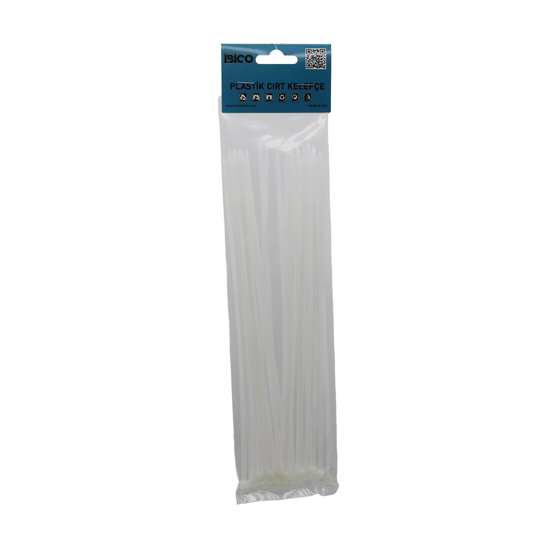 25PCS   BEYAZ   3.6X250MM  PLASTİK CIRT KELEPÇE (4887)