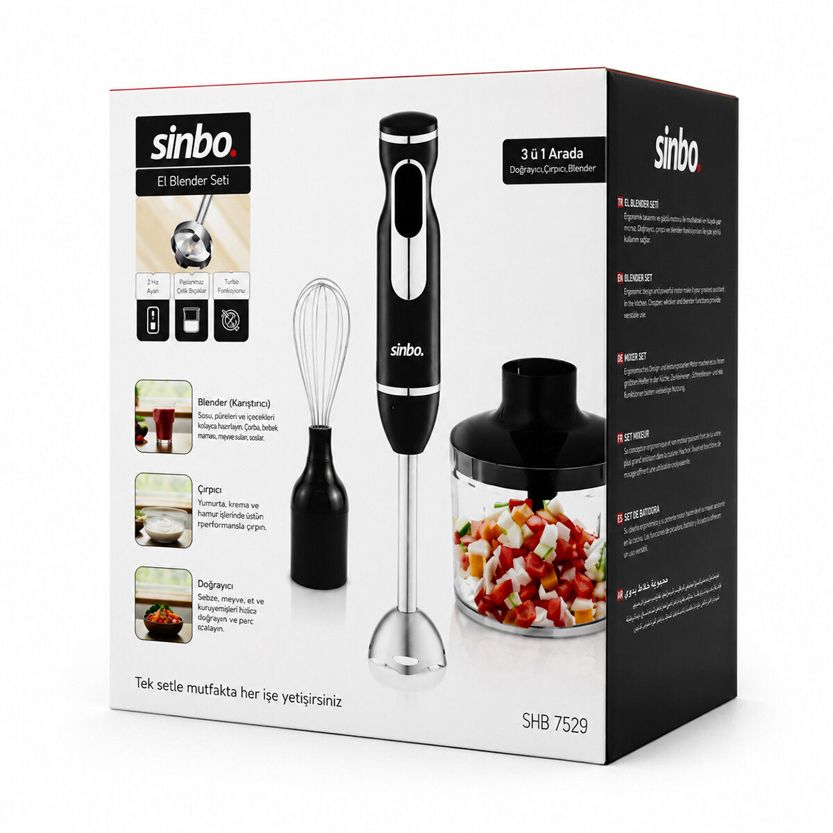 2HIZ AYAR - PASLANMAZ ÇELİK BIÇAK EL MULTİ BLENDER SETİ 700ML HAZNELİ SHB-7529 (4887)