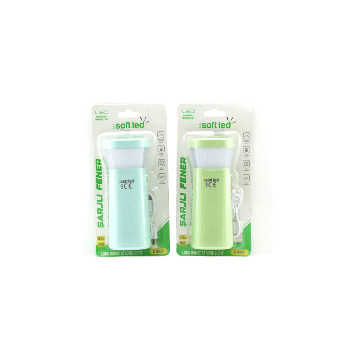2IN1 - TEK LED USB TO TYPE-C ŞARJLI EL FENERİ 2.5W - 5W K-0934 (4887)