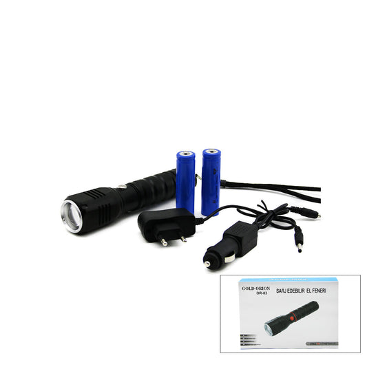2IN1 ZOOMLU EL FENERİ - COB LED FİŞ - ÇAKMAK ŞARJLI METAL KASA 17CM 3000 LUMEN (4887)