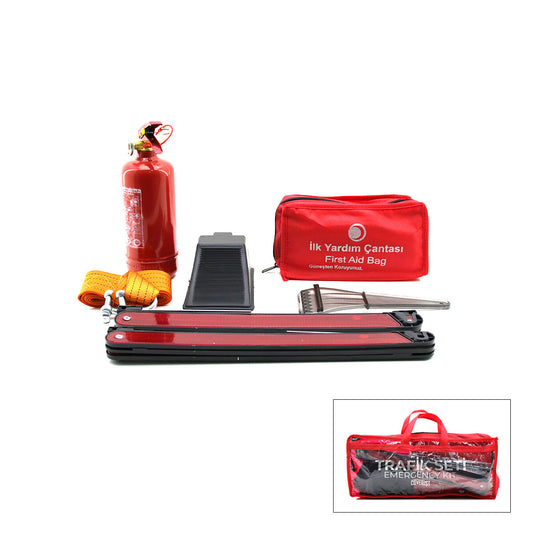 2Lİ SET 4 GEN ÇANTA 7PCS + 38PCS OTO TRAFİK SETİ + İLK YARDIM SETİ YANGIN TÜPÜ=1KG 2PCS REFLEKTÖR BEZ KEMER ÇEKME HALAT=2.9MT ARAÇ TAKOZ BUZ KAZIMA SET ÇANTASI (4887)