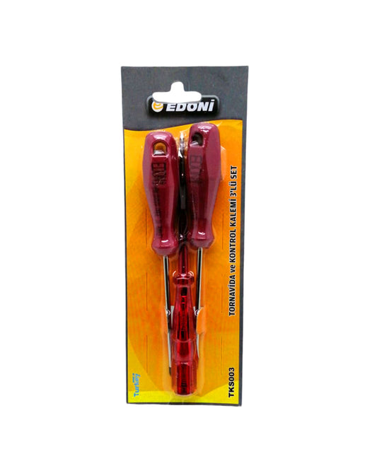 3  PARÇA  SET TORNAVİDA YILDIZ - DÜZ - KONTROL KALEMİ (4887)