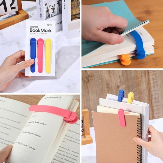 3’lü Otomatik Kitap Ayıracı – Akıllı Silikon Yer İmi Klips Seti, Okuma Severler İçin Pratik Kitap Aksesuarı (4887)