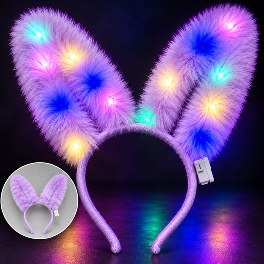 3 Modlu LED Işıklı Peluş Tavşan Kulağı Lila Renk (4887)