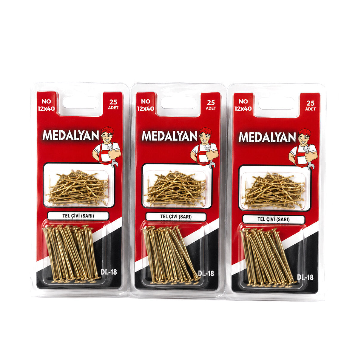 300 ADET 12X40 SARI TP ÇELİK TEL ÇİVİ 12X25PCS (4887)