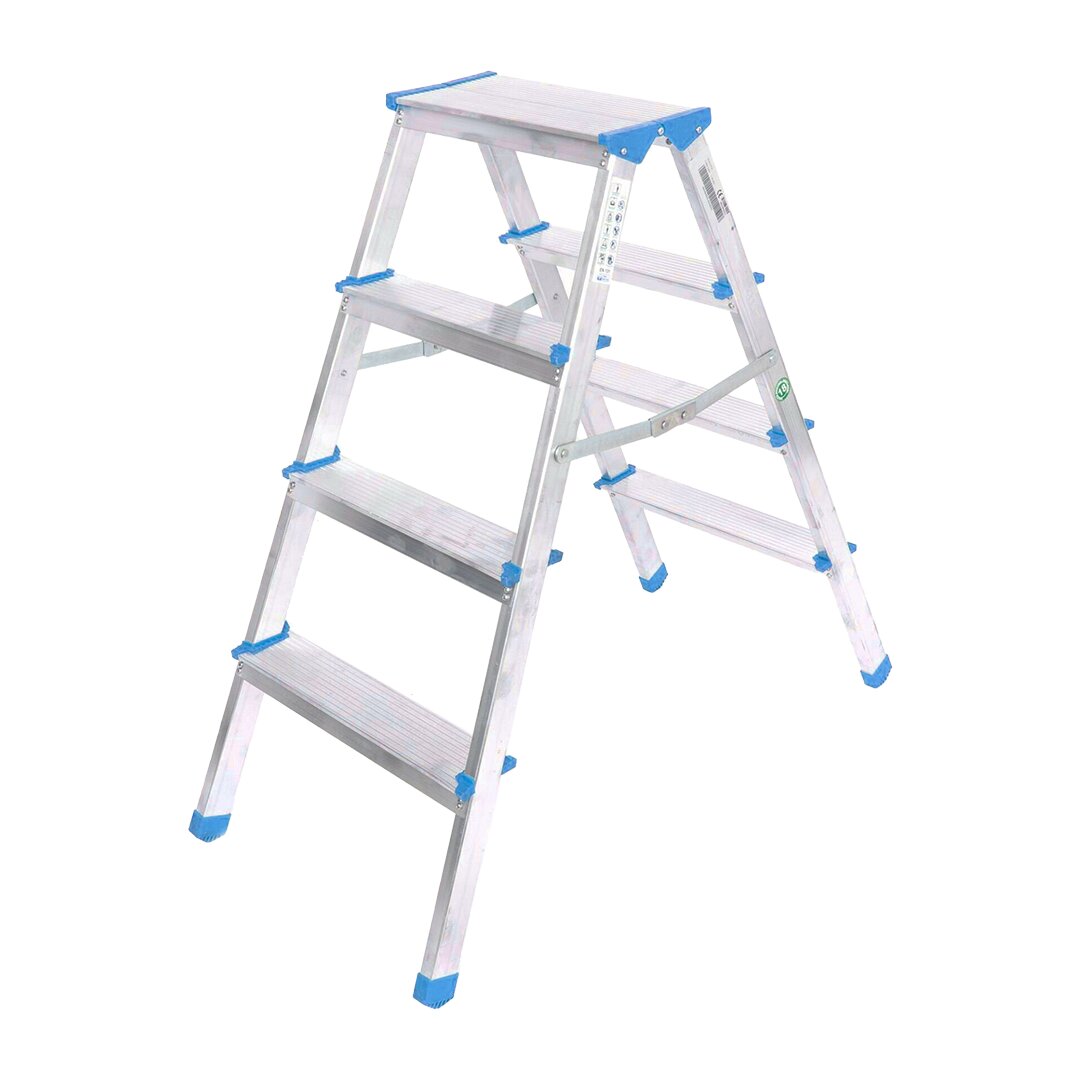 4+4 ÇİFT BASAMAKLI ALÜMİNYUM METAL MERDİVEN YÜKSEKLİK = 92CM BAŞ GENİŞLİK = 8CM (4887)