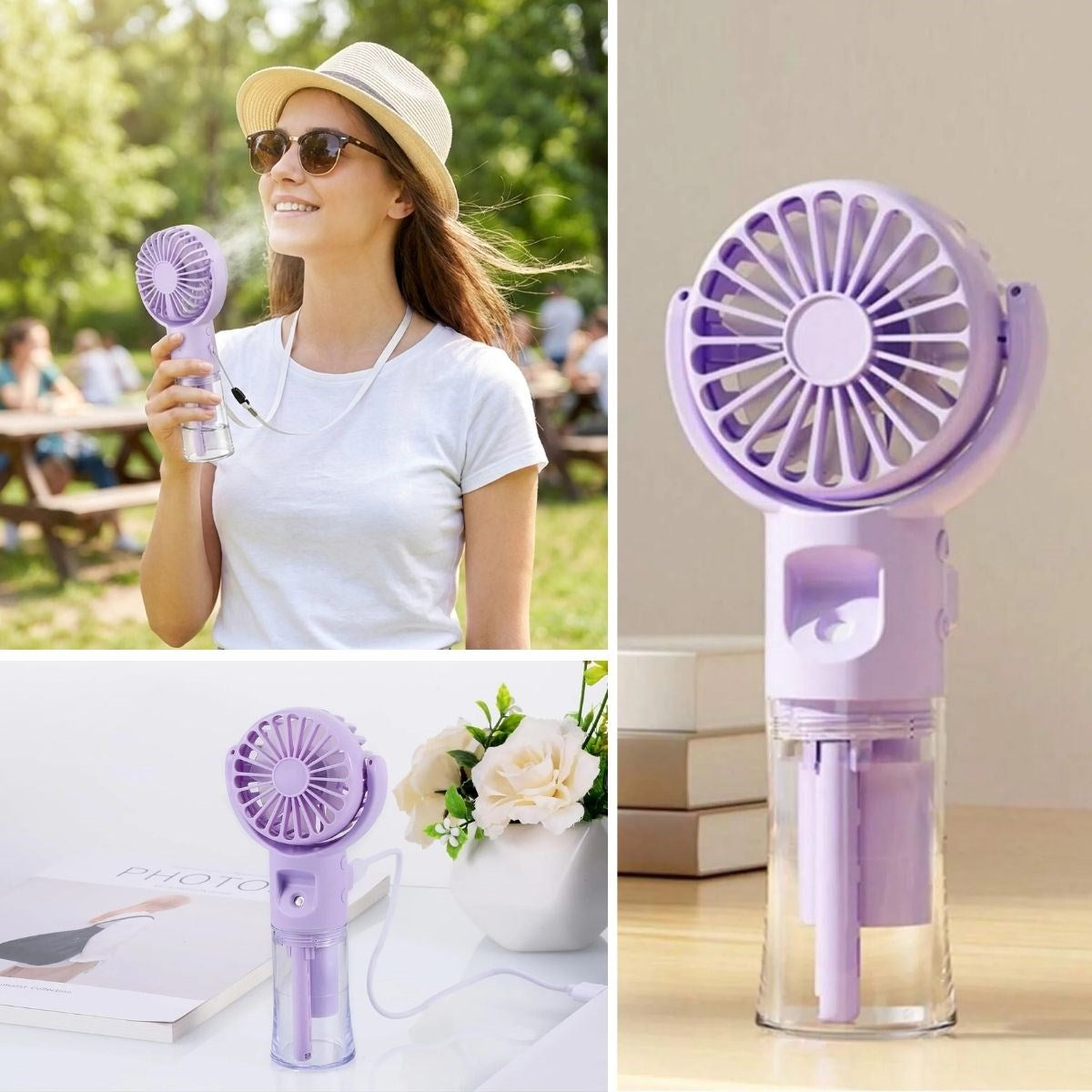 4 Kademeli Spreyli Şarjlı El Fanı – Boyuna Asılabilir USB Şarjlı Taşınabilir Mini Fan F4 (4887)
