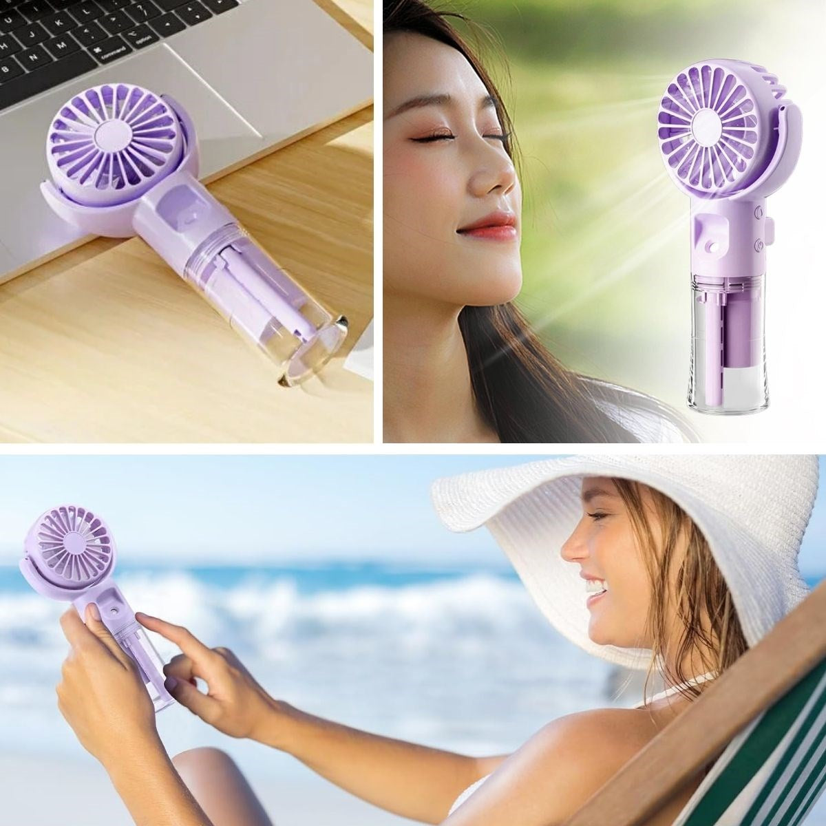 4 Kademeli Spreyli Şarjlı El Fanı – Boyuna Asılabilir USB Şarjlı Taşınabilir Mini Fan F4 (4887)
