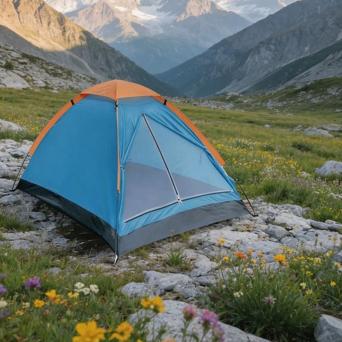 4 Kişilik Kamp Çadırı Manuel Kurulum Düz Kapılı Outdoor Dayanıklı Kamp Doğa Çadırı 200 x 200 x 110 cm (4887)