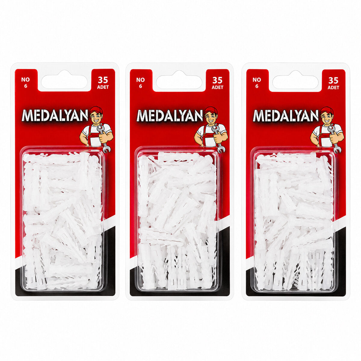 420 ADET NO-6 DÜBEL BEYAZ - PLASTİK 12X35PCS (4887)
