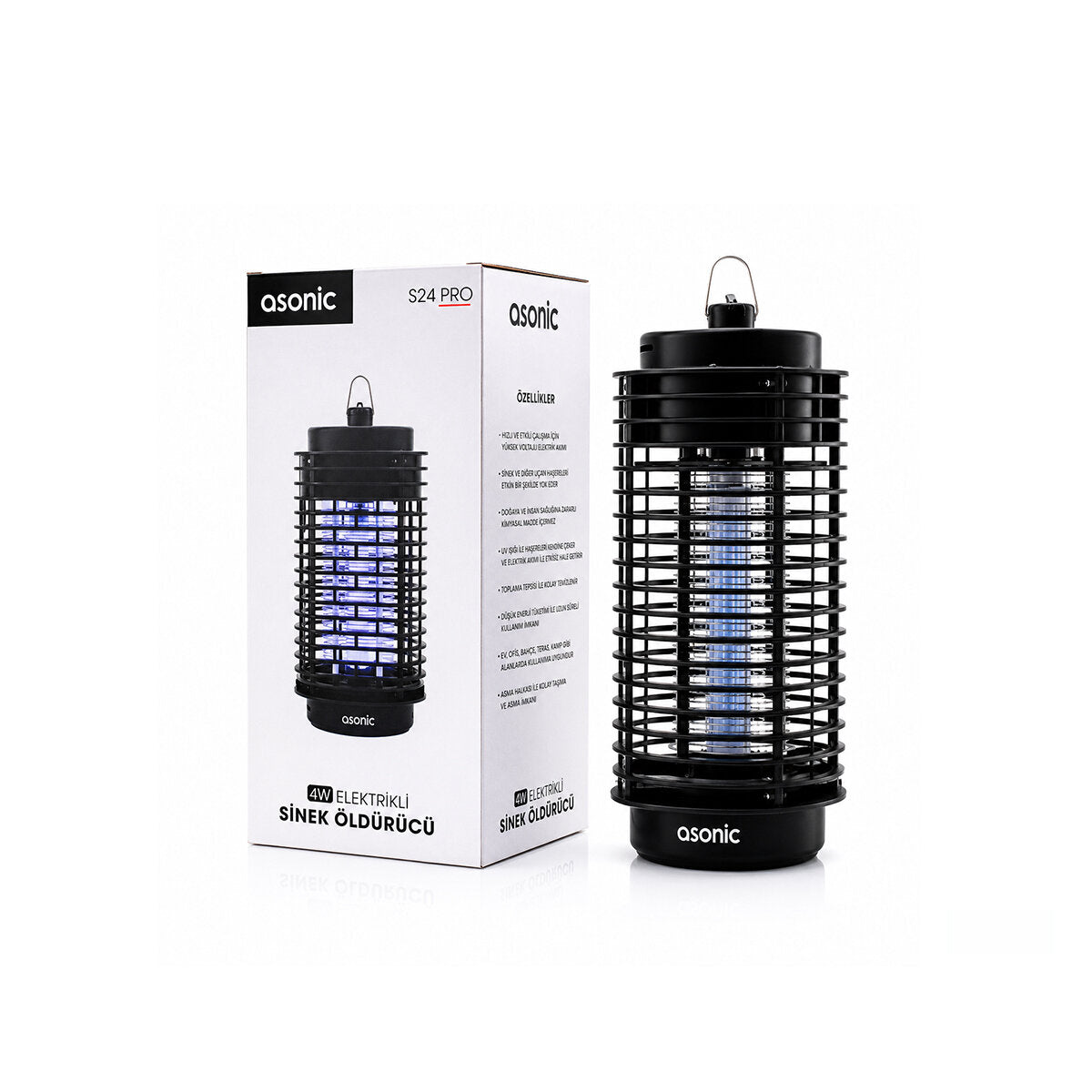 4W - SİYAH KOKUSUZ TAŞINABİLİR LED MAVİ IŞIKLI SİNEK ÖLDÜRÜCÜ S24 PRO (4887)