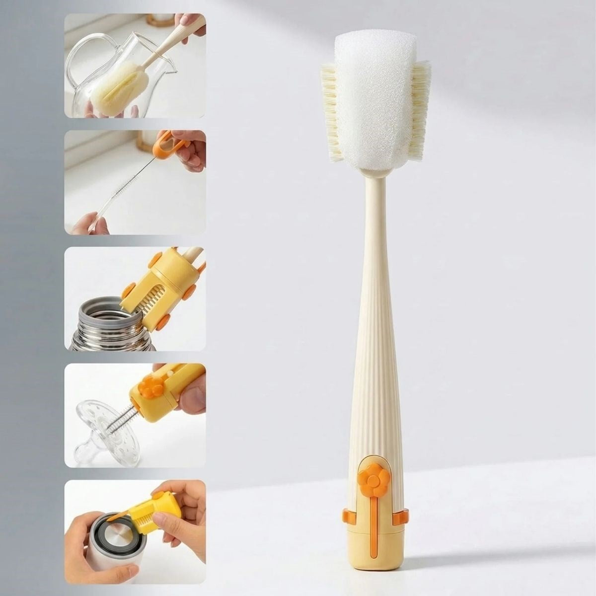 5’i 1 Arada Çok Amaçlı Şişe Temizleme Fırçası – Sürahi, Kavanoz, Pipet, Kapak, Emzik ve Biberon Temizlik Seti (4887)
