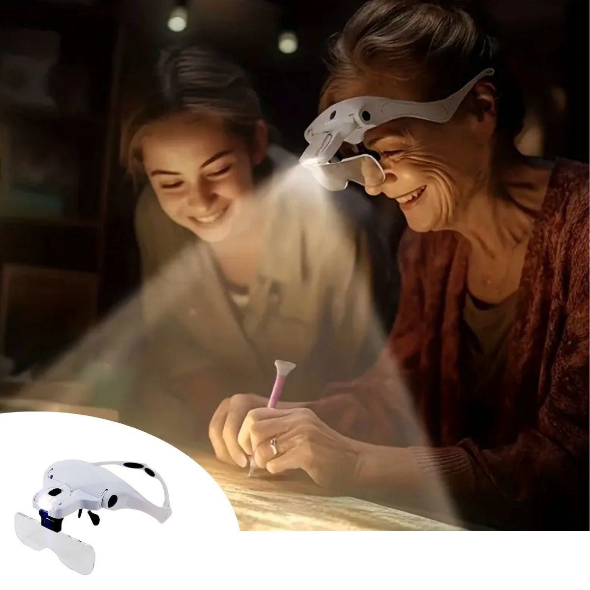 5 Lensli 2 Led Işıklı Ayarlanabilir Pilli Gözlük Tipi Büyüteç (4887)