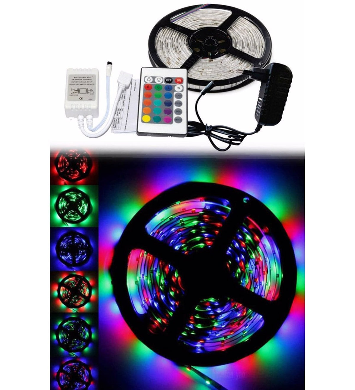 5 Metre Rgb Şerit Led Seti-İç ve Dış Mekan Silikonlu-Tak Çalıştır (4887)