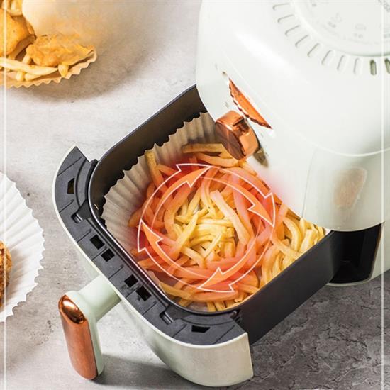50 Adet Air Fryer Pişirme Kağıdı Tek Kullanımlık Yağ Geçirmez Yuvarlak Tabak Model PVC (4887)