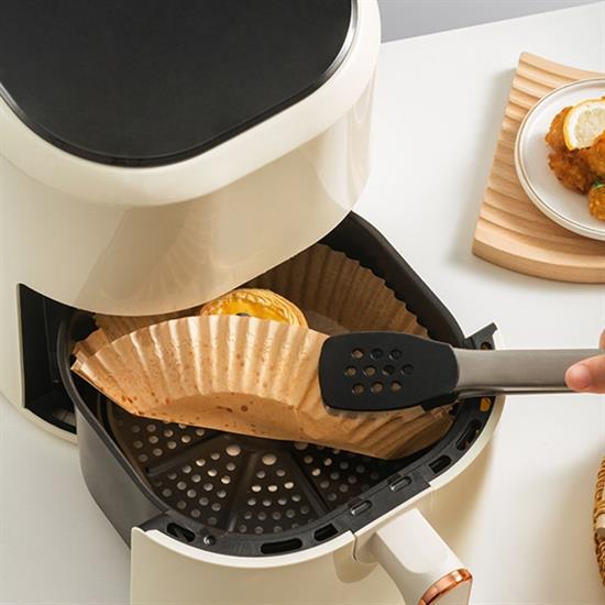 50 Adet Air Fryer Pişirme Kağıdı Tek Kullanımlık Yağ Geçirmez Yuvarlak Tabak Model PVC (4887)