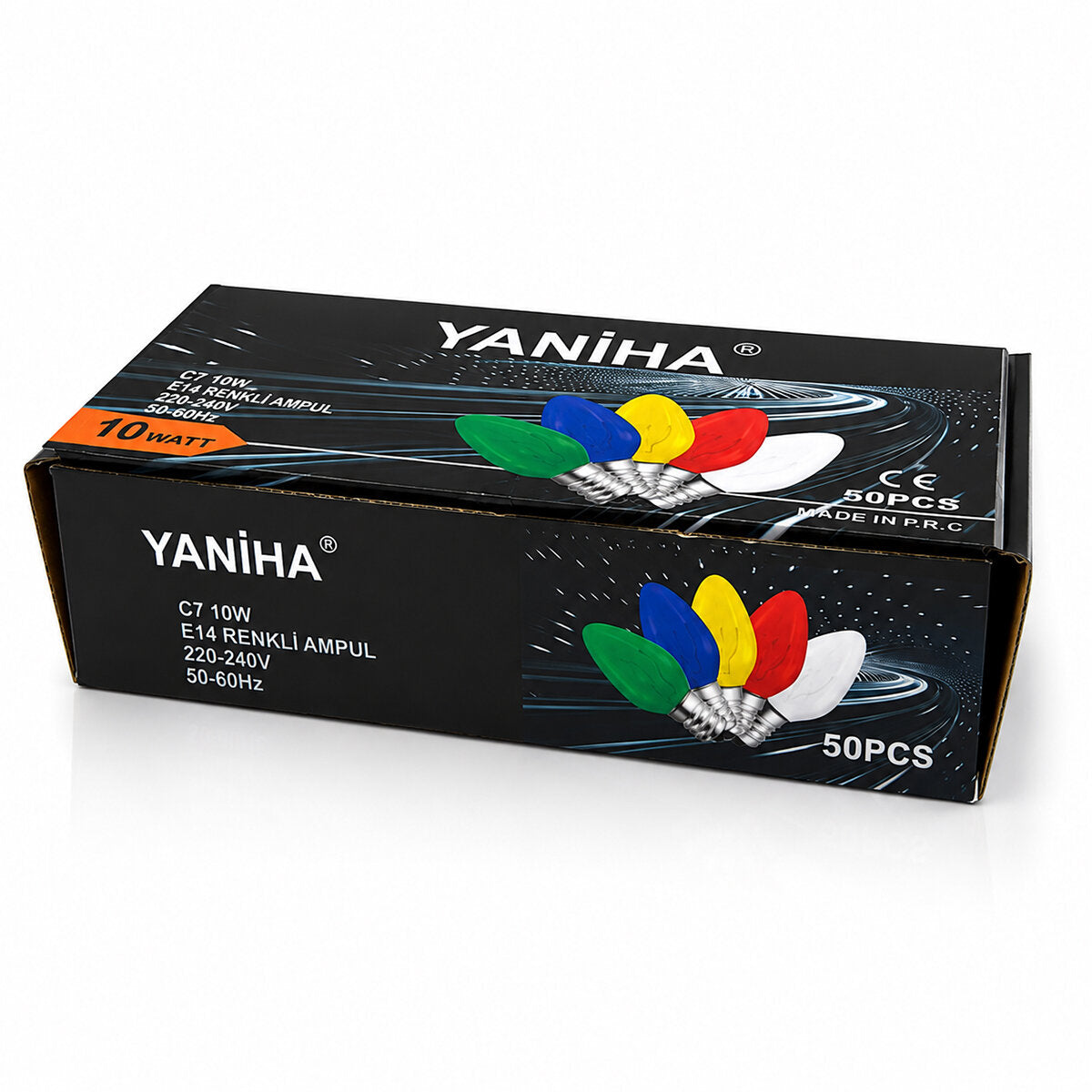 50 ADET MİX RENKLİ GECE LAMBASI AMPUL E14 - 10W C7 (4887)