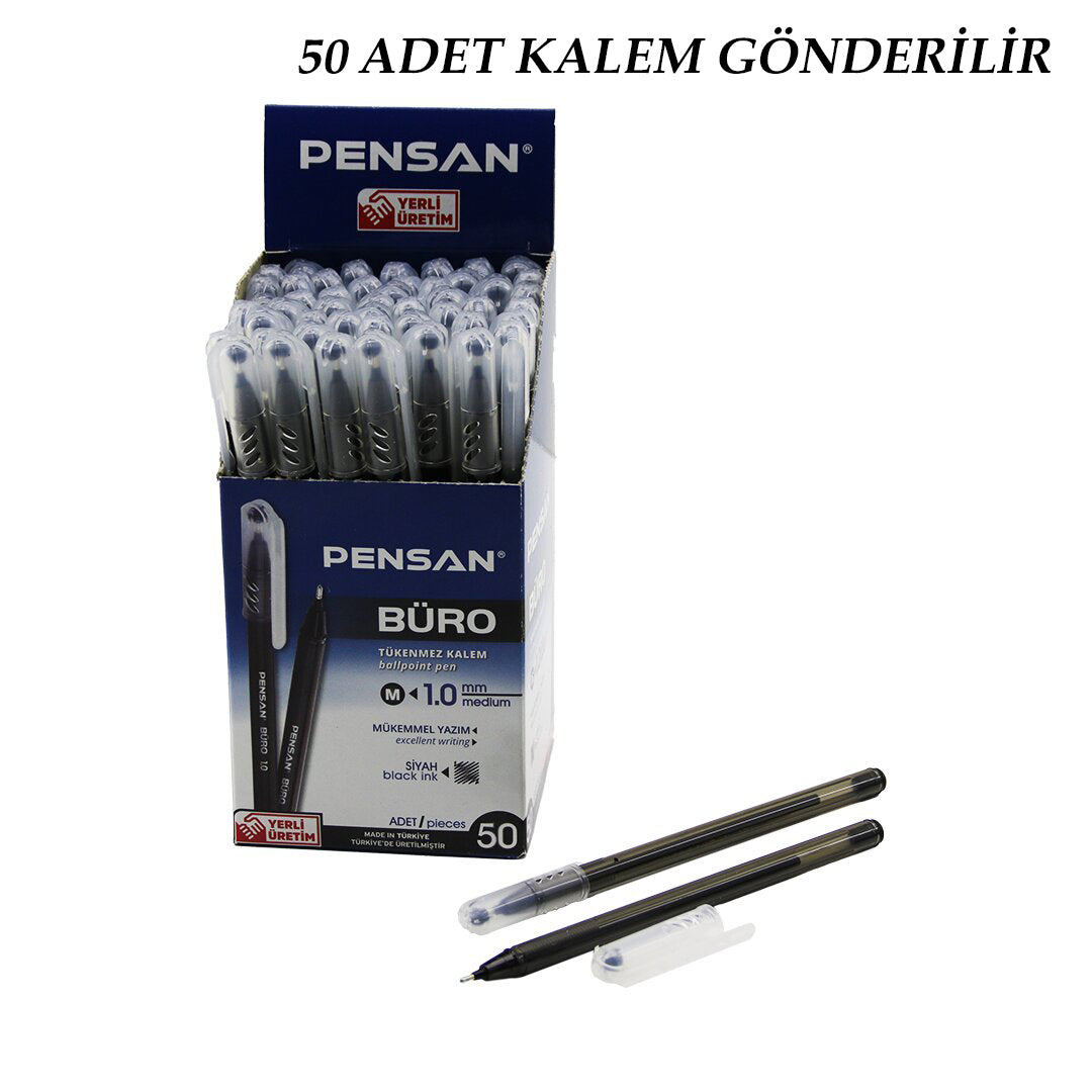 50 ADET PENSAN BÜRO SİYAH TÜKENMEZ KALEM M-MEDİUM - 1.0MM UÇ (4887)