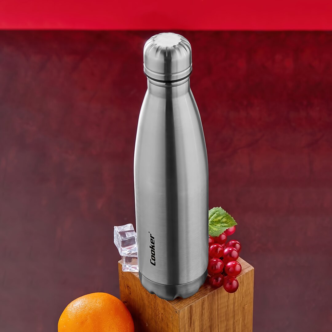 500ML KROM ŞİŞE TERMOS PASLANMAZ ÇELİK - KAYDIRMAZ TPR TABAN (4887)