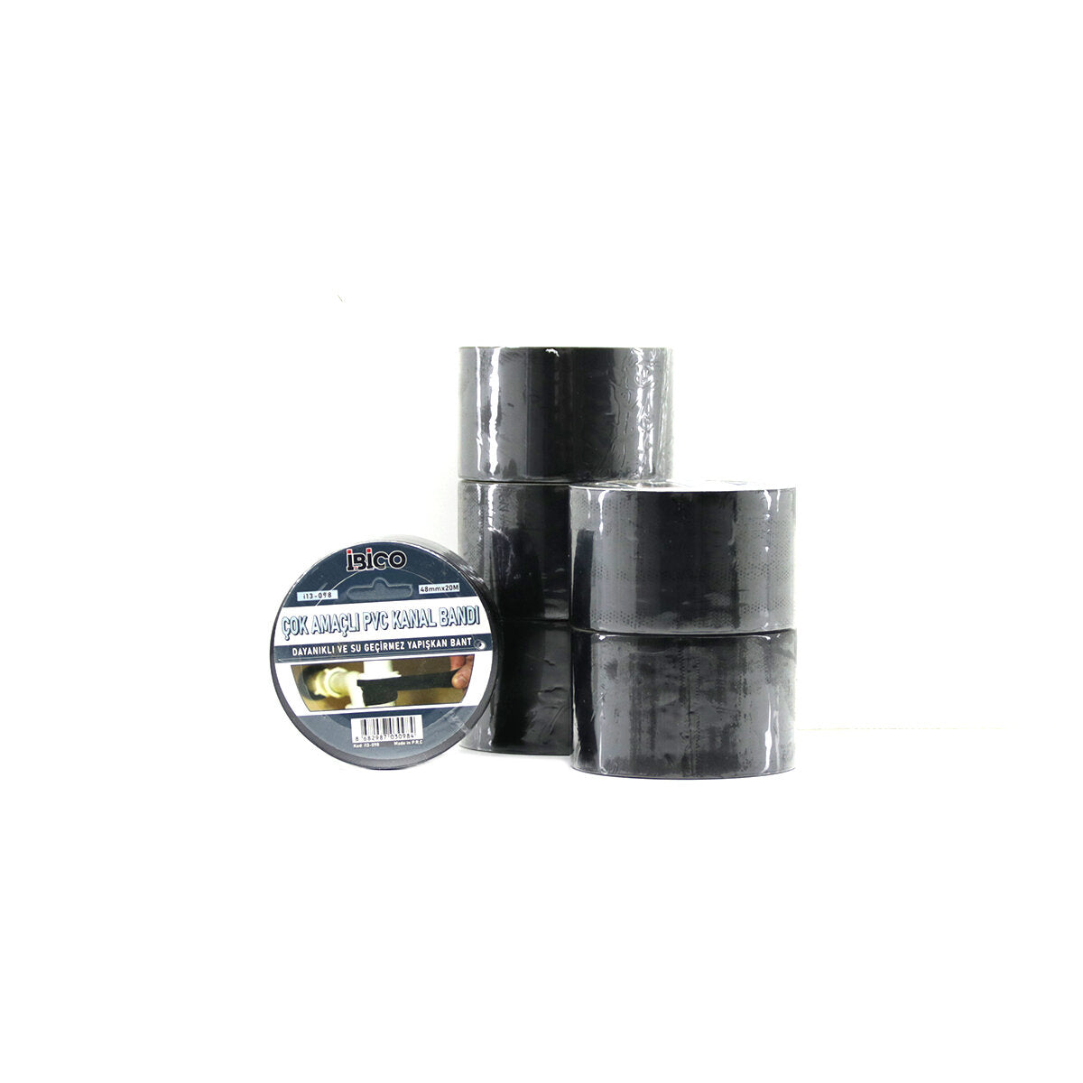 6 ADET 48MMX20MT SİYAH ÇOK AMAÇLI PVC KANAL BANDI BANT SU GEÇİRMEZ (4887)
