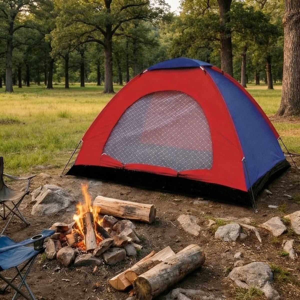 6 Kişilik Manuel Kurulum Kamp Çadırı – Aile, Doğa, Piknik ve Outdoor Kamp Çadırı 220x250x150 cm (4887)