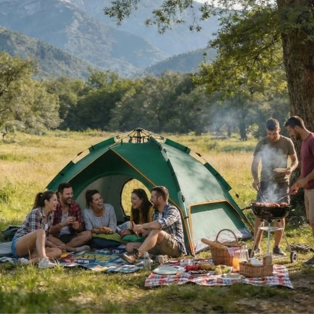 6 Kişilik Otomatik Kamp Çadırı – Çift Katmanlı, Suya Dayanıklı, Hızlı Kurulum Outdoor Aile ve Doğa Çadırı 200x250x150 cm (4887)