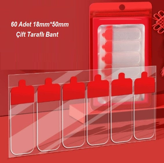 60 Parça Kolay Açılır Güçlü Çift Taraflı Bant 18mm*50mm (4887)