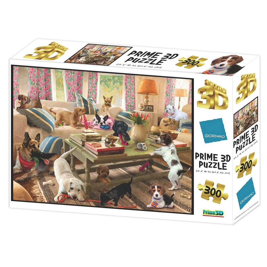Prime 3D Giordano Köpekler Oturma Odasında Puzzle 300 Parça