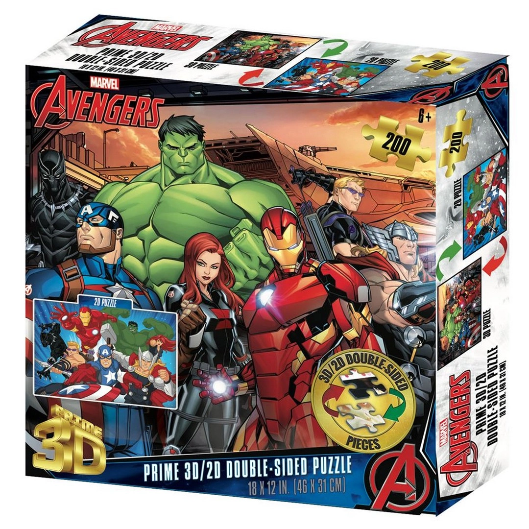Prime 3D Marvel Avengers Çift Taraflı Puzzle 200 Parça