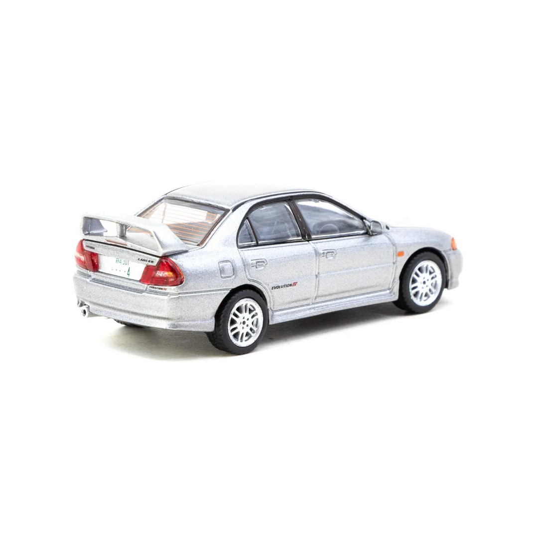 Tarmac Works 1/64 Mitsubishi Lancer GSR Evolution IV Silver with Tarmac Cards