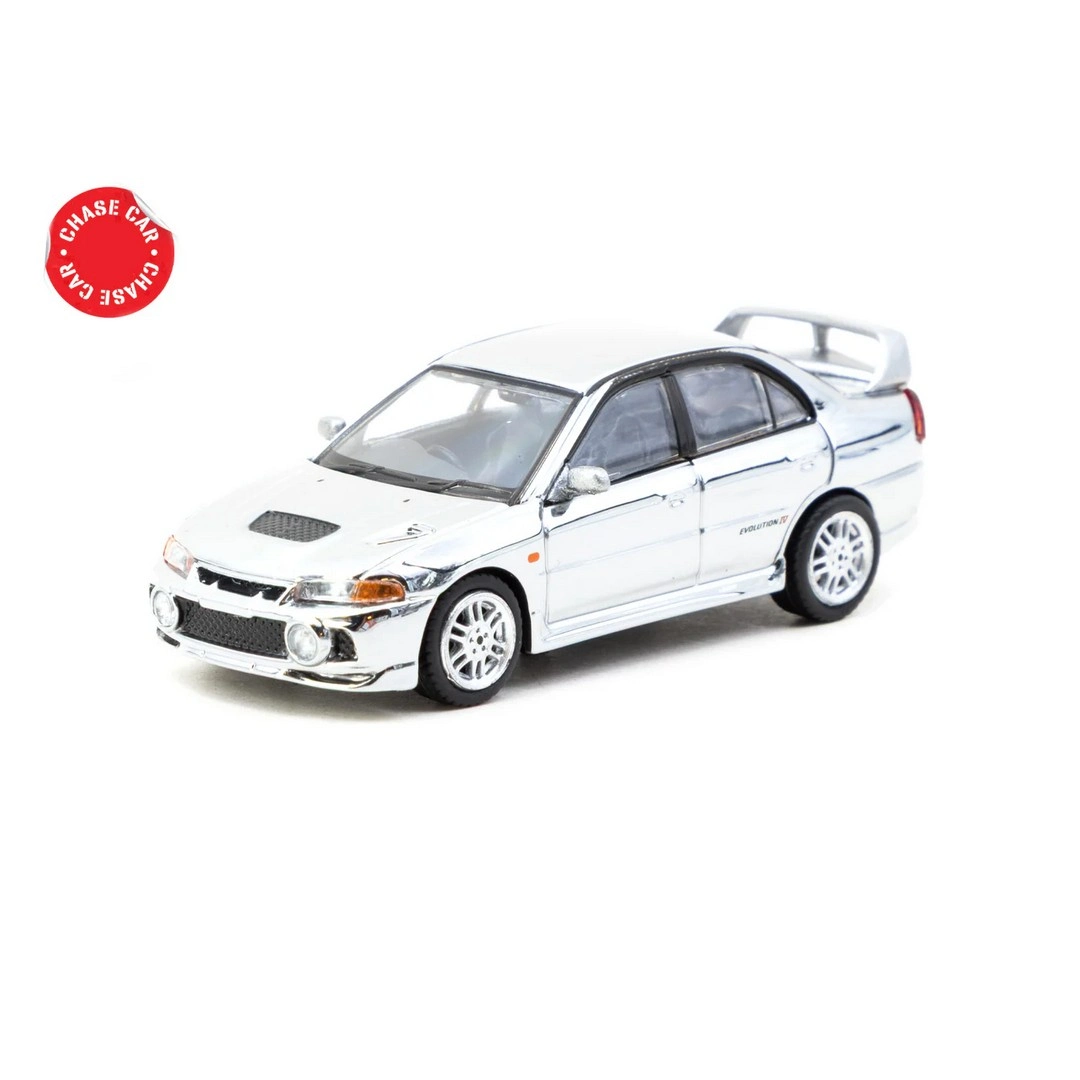 Tarmac Works 1/64 Mitsubishi Lancer GSR Evolution IV Silver with Tarmac Cards