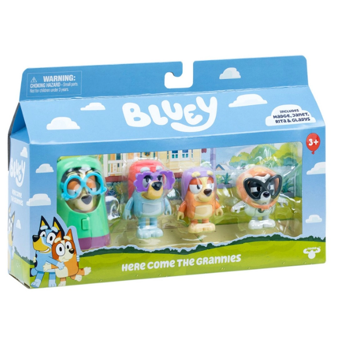 Bluey Here Come The Grannies Bluey 4'lü Karakter Figür Seti