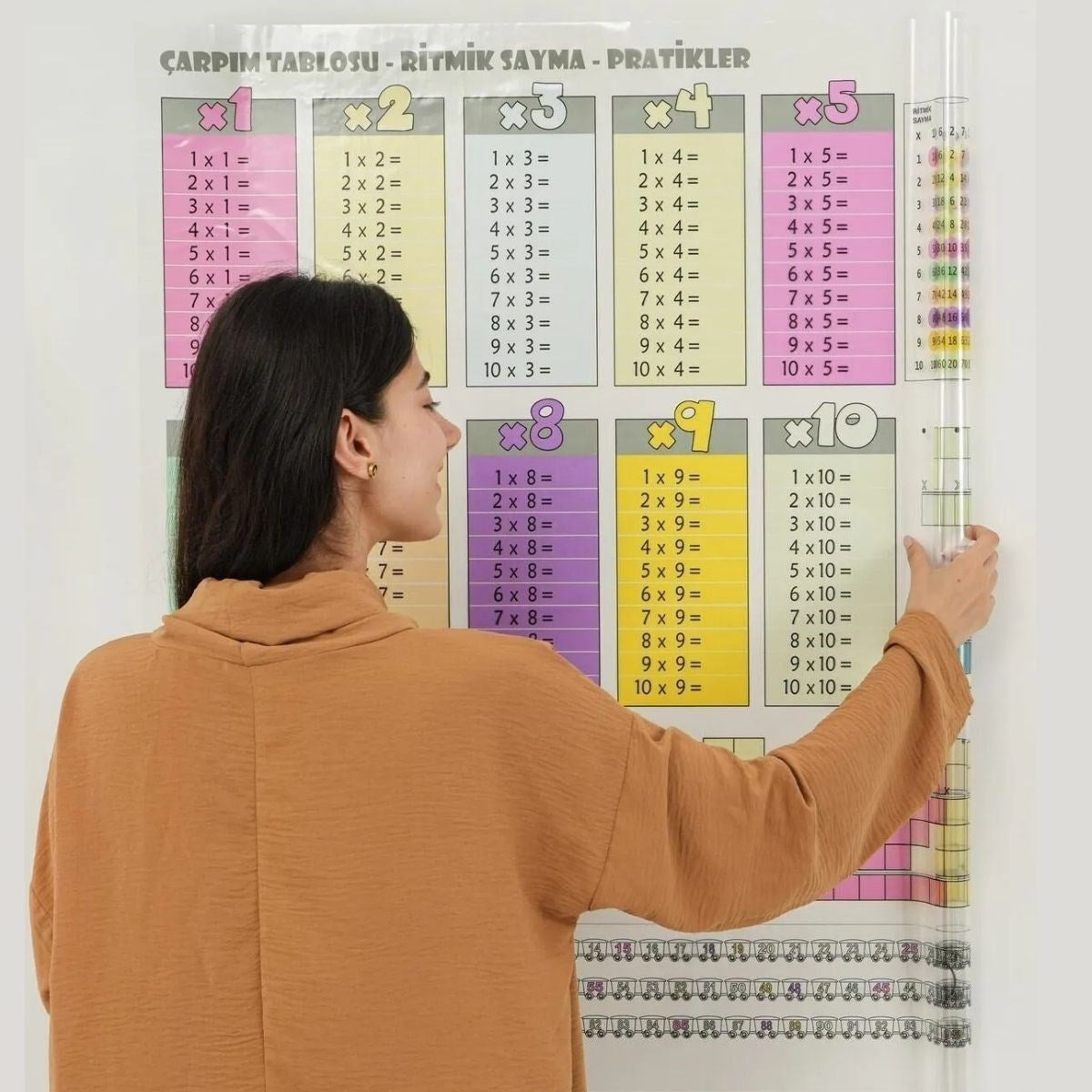 70x70cm Statik İz Bırakmaz Kağıt Renkli Çarpım Tablosu (4887)