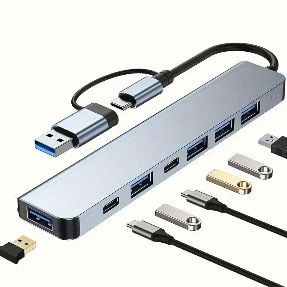 8 in 1 Usb Çevirici Notebook Macbook Type-C Uyumlu Görüntü Aktarıcı Hub (4887)