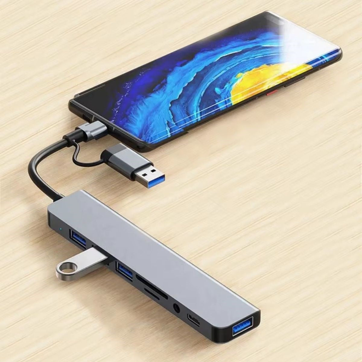8 in 1 Usb Çevirici Notebook Macbook Type-C Uyumlu Görüntü Aktarıcı Hub (4887)